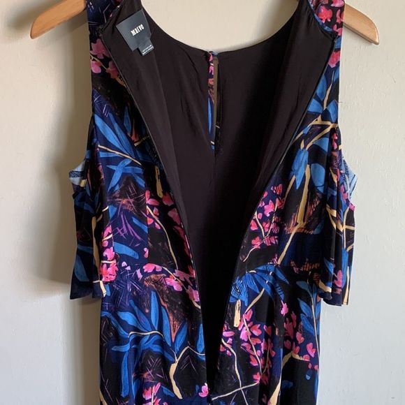 Maeve Anthropologie Dress Blue Black Pink Off Shoulder Size 4 Womens Knee Length - Picture 6 of 7